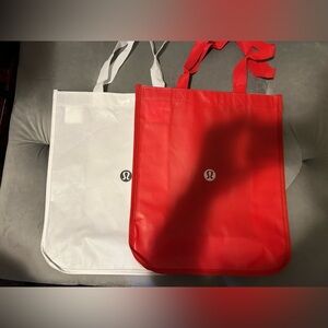 lululemon athletica Red and White Tote Bags